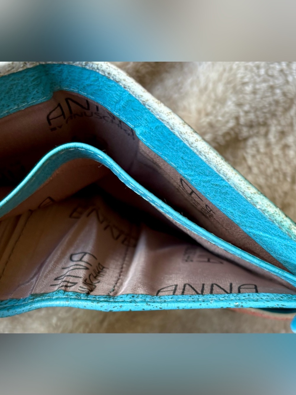 ANNA by ANUSCHKA Handpainted Leather Hibiscus Butterfly Wallet Bifold - Picture 4 of 5